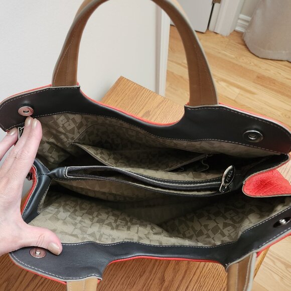 FURLA MY PIPER PEBBLED LEATHER LARGE TOP HANDLE BAG ORANGE GENTLY USED LIKE NEW - Picture 10 of 12